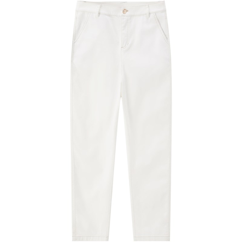 菲妮迪女装牛仔裤春季新款简约气质棉质直筒高腰宽松裤子女xdt