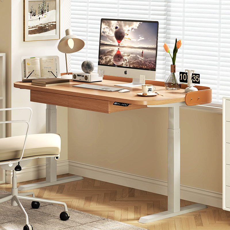 实木电动升降桌2023新款智能书桌卧室客厅工作台办公学习电脑桌