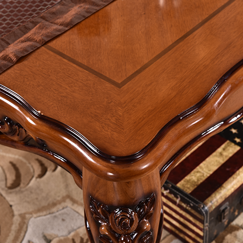 粤港家具 豪华欧式全实木茶几 客厅长方形茶几橡木桌新款包邮