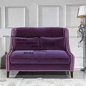 比利时法式 铆钉布艺双人三人位沙发影楼酒店样板房家具 乡村风格