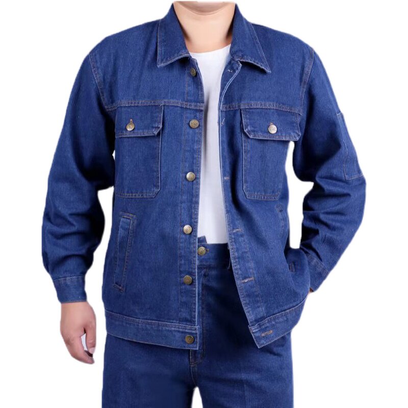 牛仔套装电焊工作服男拉链加厚纯棉加肥防烫耐磨大口袋焊工劳保服,男装,工装制服,淘宝优惠券,粉丝福利购,淘宝优惠卷