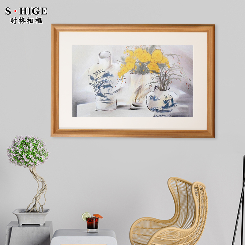 实木画框装裱木质相框16 20 24 36寸4开定制a3A4卡纸大尺寸挂墙