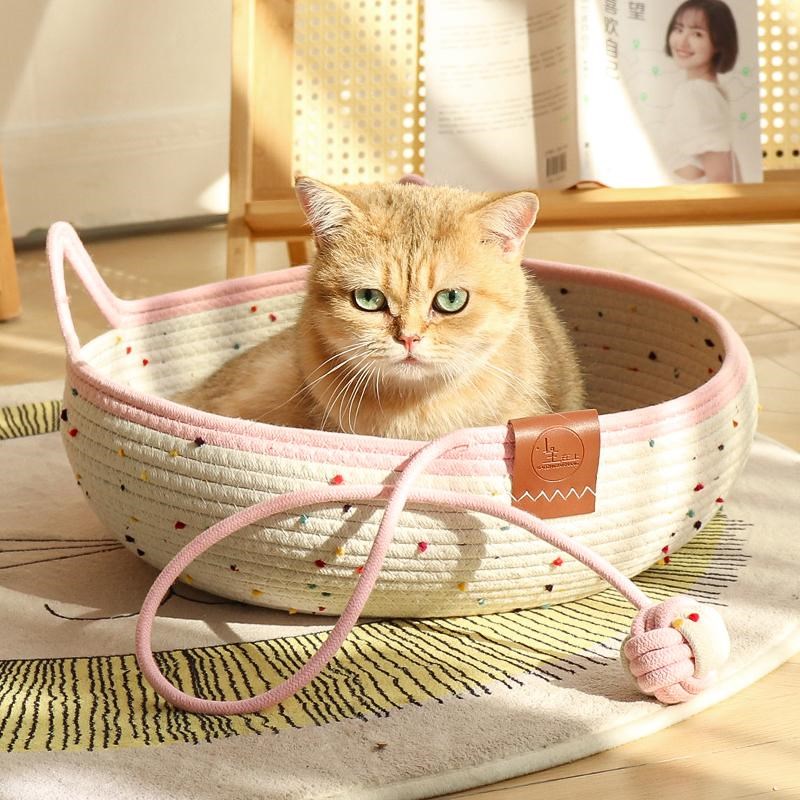 粗麻编织藤编猫窝保暖四季通用猫抓板一体耐抓可水洗宠物窝睡觉窝