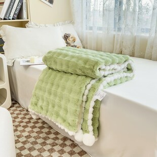 小毯子泡泡绒兔绒暖阳绒球毛毯牛奶珊瑚绒保暖加绒沙发盖毯单双人