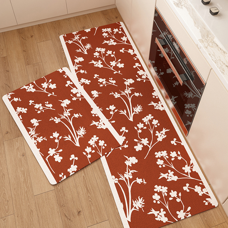 厨房地毯红色硅藻泥地垫长条吸水脚垫洗手台防溅水垫卫生间沥水垫