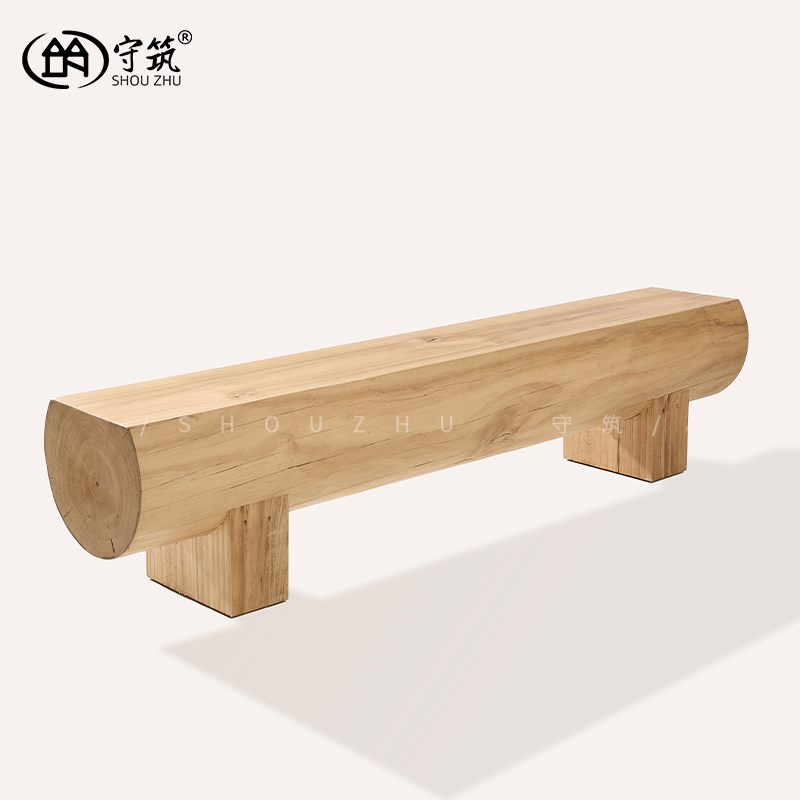 实木长条凳设计师民宿家具床尾凳酒店服装店展示凳原木休息换鞋凳