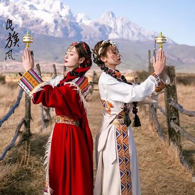 藏族服装女男舞蹈演出服冬装2024新款藏式男士民族服全套长袖藏袍