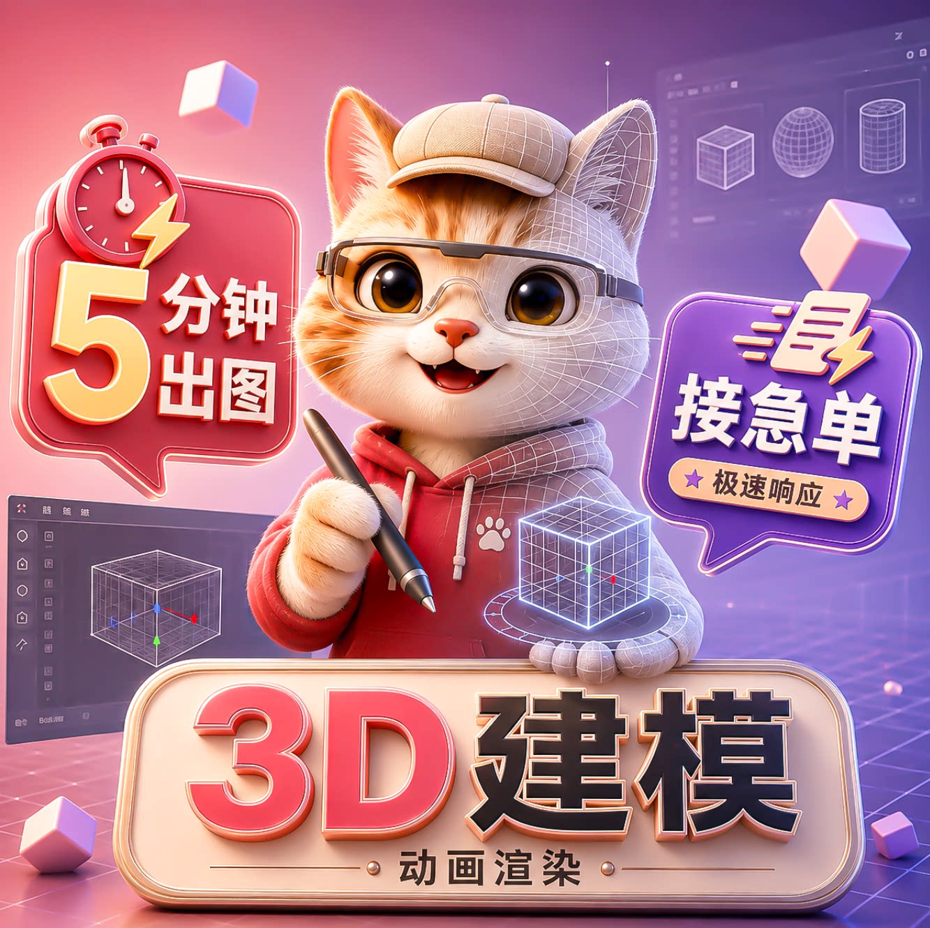 3d建模定制maya设计工业产品c4d渲染设计建模人物IP犀牛模型代做图片