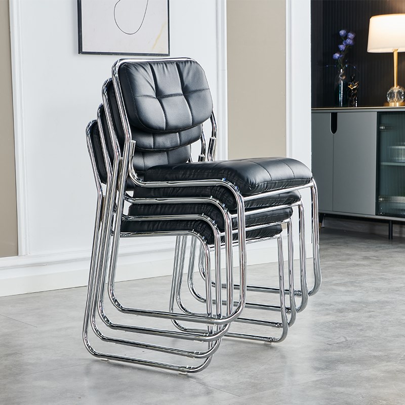 办公椅会议椅会客椅简约现代软座培训椅九宫格人造革免安装靠背椅