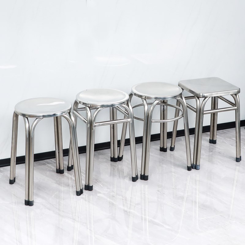 304特厚不锈钢凳子工厂车间高矮凳简约现代饭店餐收纳方圆凳家用