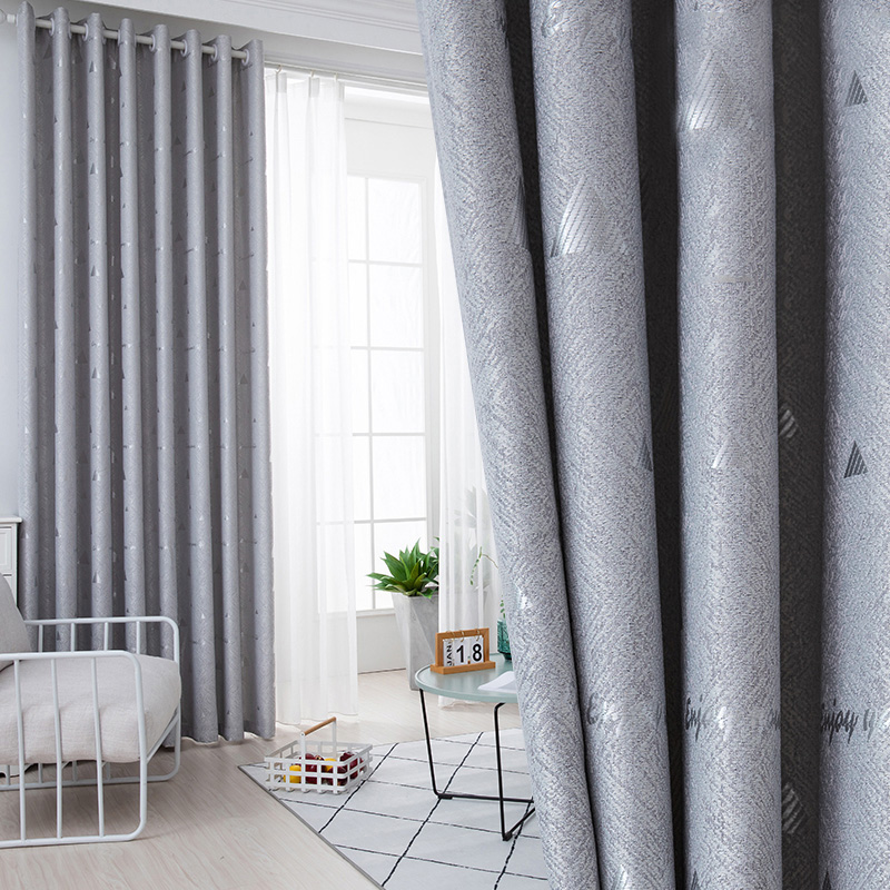 2021新款卧室窗帘布客厅租房飘窗短帘全遮光布北欧简约成品网红款