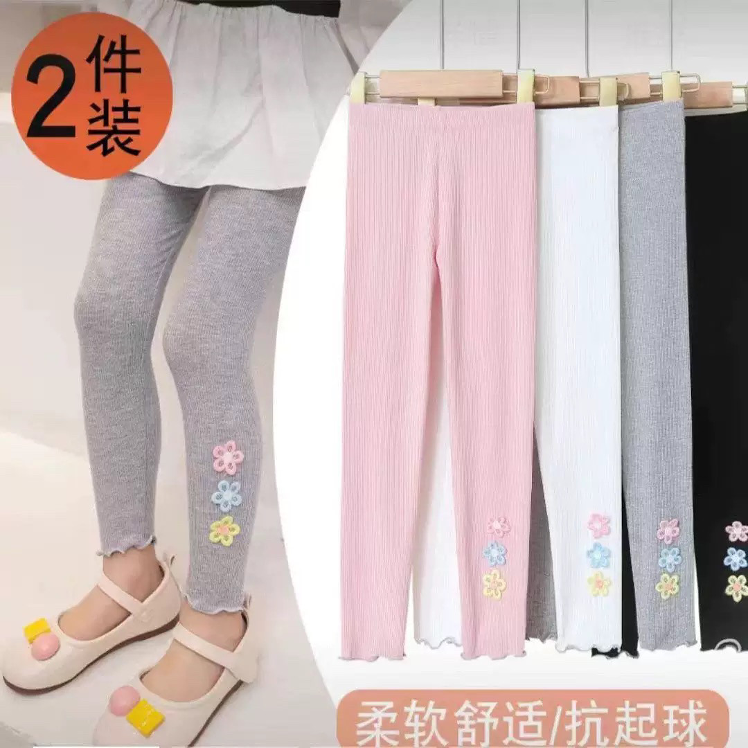 春秋款女童绣花片打底裤可外穿2裤子
