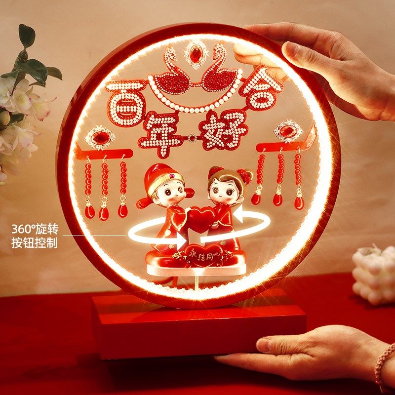 结婚长明灯台灯婚房陪嫁灯婚庆红色一对新婚礼物送新人卧室床头灯