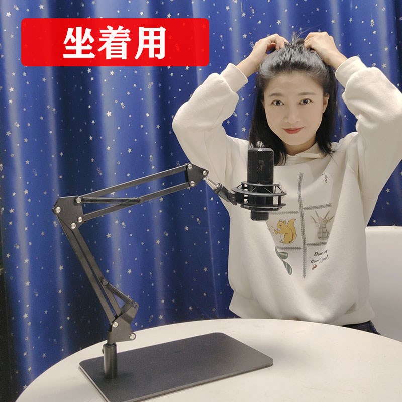 桌面麦克风支架电容麦悬臂支架通用防震架放置架U87/103话筒支架