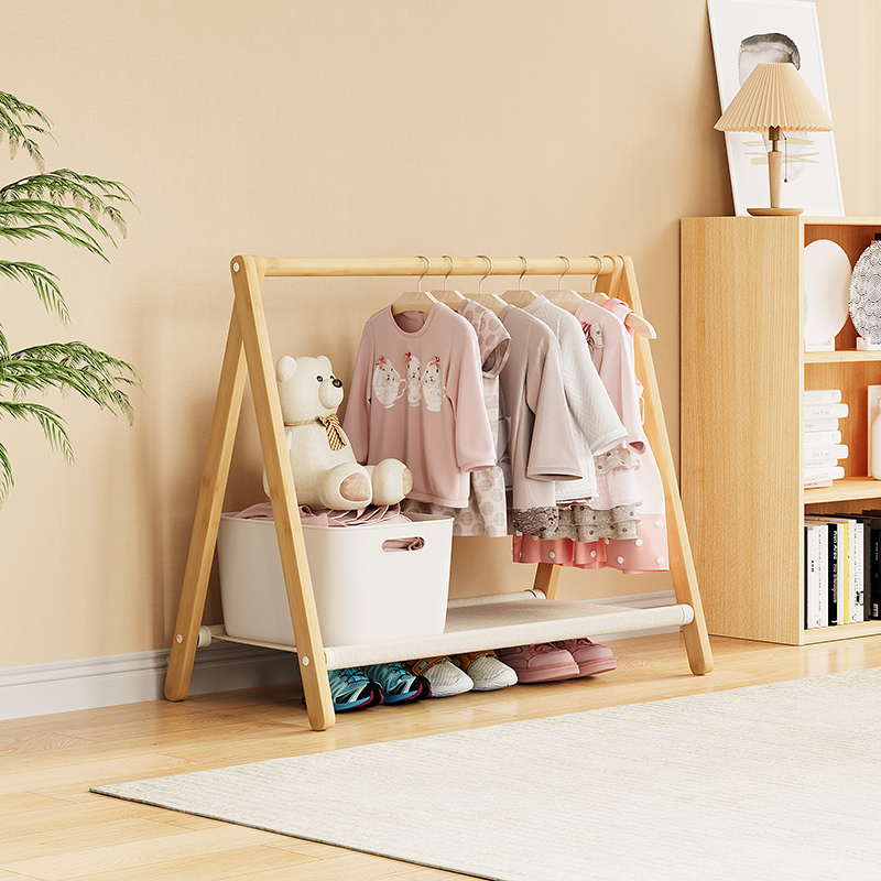 幼儿园简易儿童落地挂衣架宝宝矮款衣帽架卧室飘窗迷你小型晾衣架