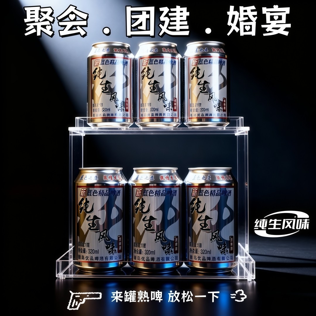 【新品上新】纯生风味啤酒320ml/罐麦香浓郁熟啤酒自助餐商用啤酒