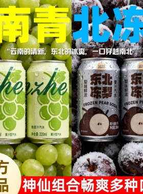 【320ml*8罐】东北冻梨汽水青提果汁汽水混合口味气泡水泡沫箱装