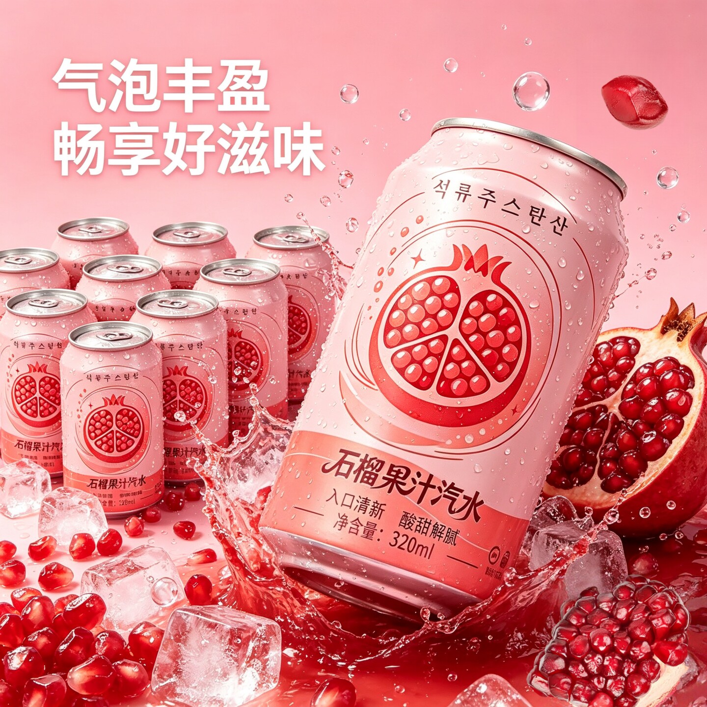 【气泡满满】气泡十足的石榴汁汽水酸甜适口果香四溢清爽解腻