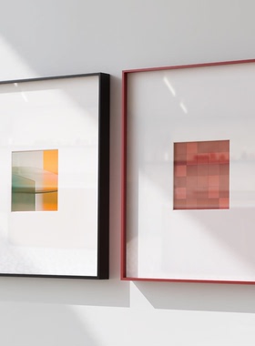 铝合金正方形相框挂墙白色窄边画框装裱50 60 80红色金属框架卡纸