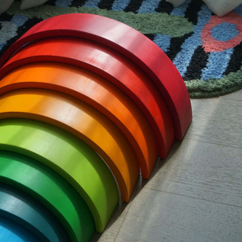 椴木大彩虹积木美育益智蒙氏早教