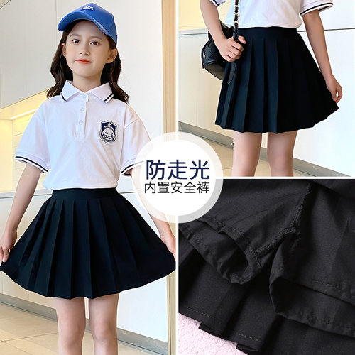 pocbee女童短裙夏季网红百褶裙