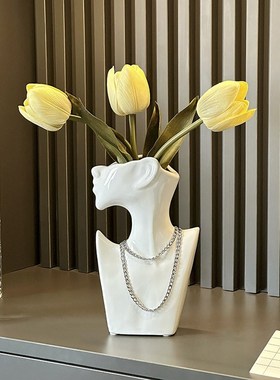 创意陶瓷家居装饰品人物小众花瓶摆件客厅电视柜玄关样板间高级感