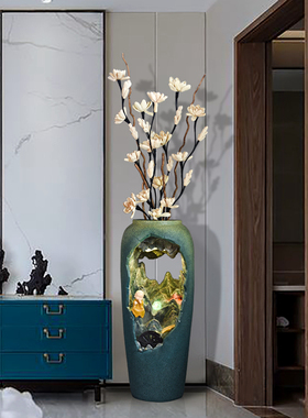 新中式店铺开业送礼插花喷泉室内新家水景工艺品自动循环流水摆件