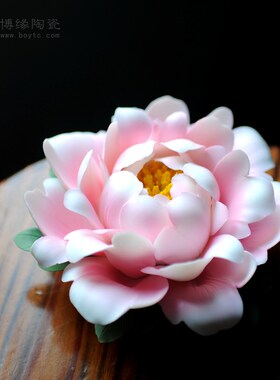 牡丹花陶瓷香插国色天香线香茶所会所香道用品禅意茶台装饰摆件