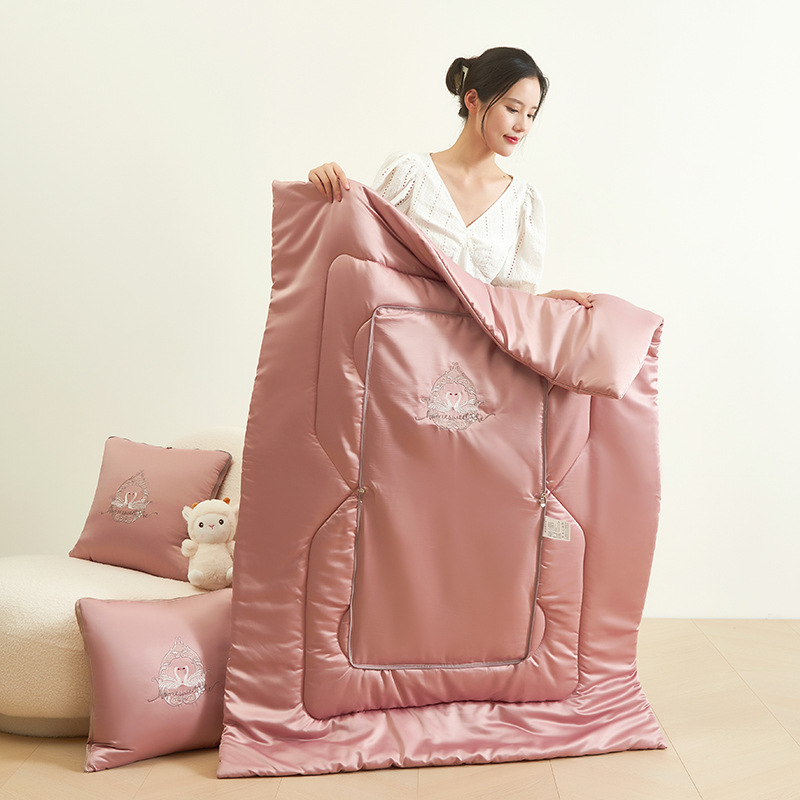 真丝抱枕被子两用办公室车载靠垫午睡四季毯子二合一空调2024新款