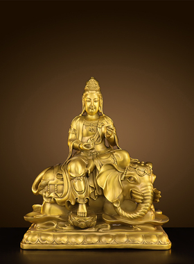 纯铜文殊普贤菩萨摆件文殊菩萨像普贤菩萨坐像佛像家居供奉佛堂