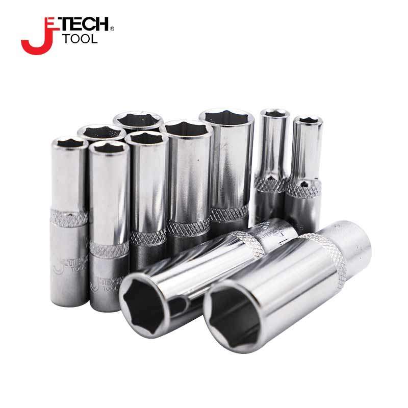 JTECH捷科3/8系列六角公制长套筒/10mm加长/汽修中飞中棘轮套筒管