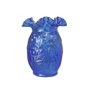 莱因蓝色芬顿罐子手工玻璃浮雕大口径瓶水养器家居装饰
