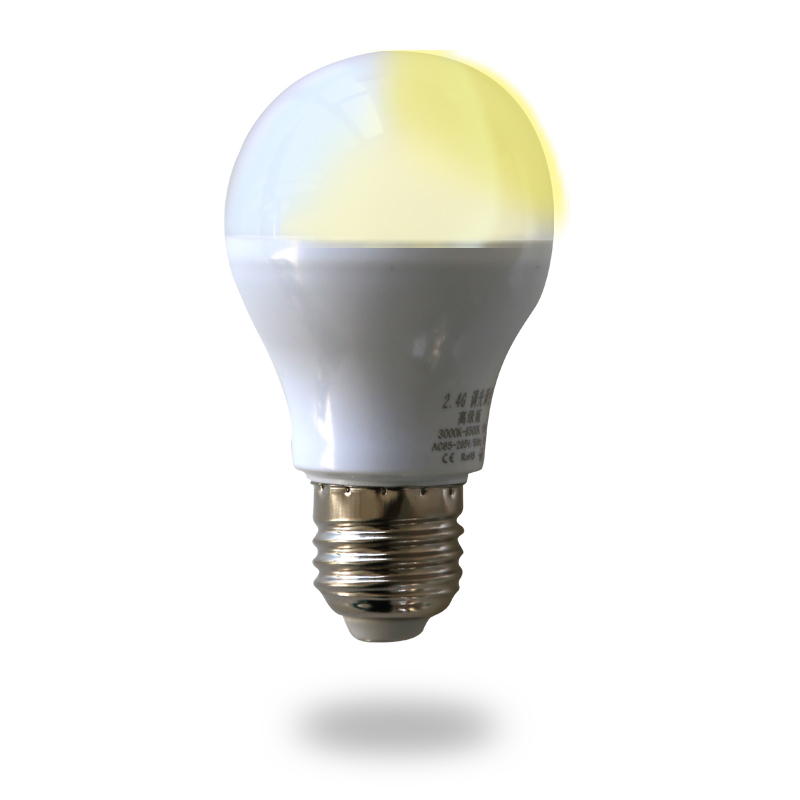 调光led灯泡5W9WE27E螺口无极调色变色暖光台灯光源高亮超亮
