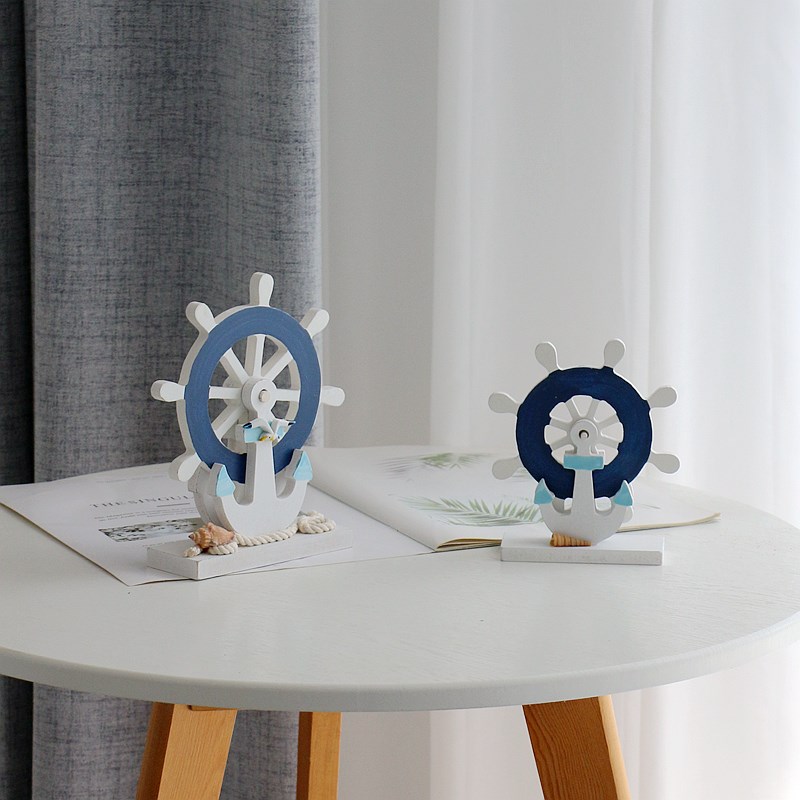 地中海风格创意摩天轮造型方向盘会旋转的海洋风玄关书桌摆设