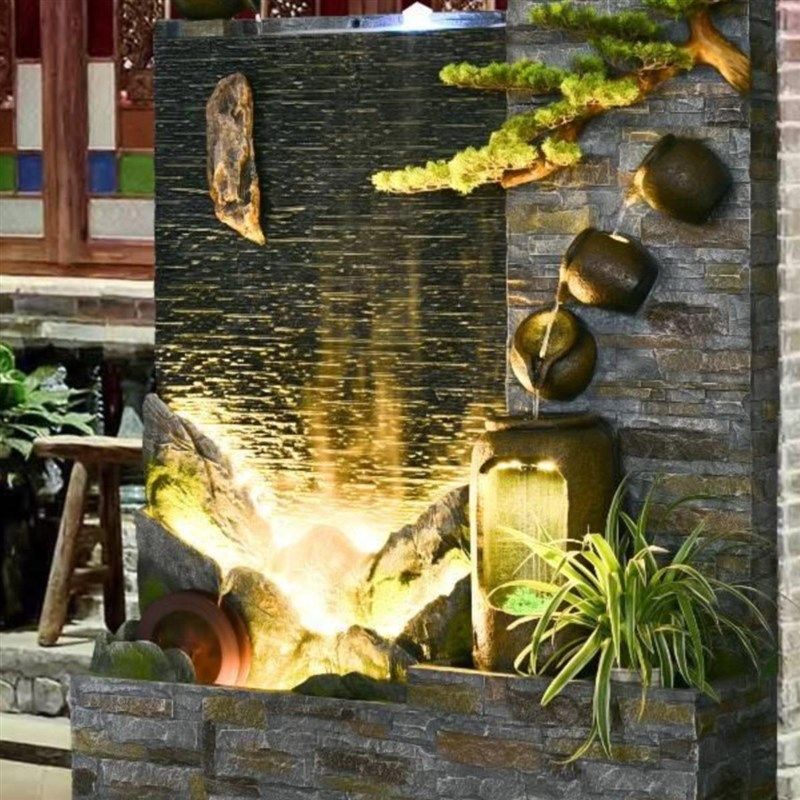 落地屏风大型喷泉假山流水墙循环水幕墙庭院阳台客厅造景生财,家居饰品,装饰摆件,淘宝优惠券,粉丝福利购,淘宝优惠卷
