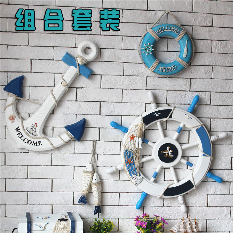 鲸鸿超市软装商场水产海鲜特产店美陈背景墙装饰船舵锚救生圈装,家居饰品,壁饰,淘宝优惠券,粉丝福利购,淘宝优惠卷