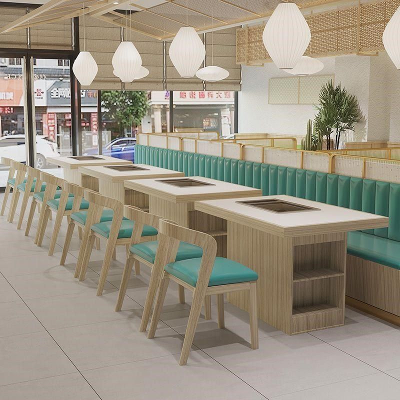 商用无烟火锅桌电磁炉一体烤肉店桌子实木大理石岩板餐馆卡座桌椅,住宅家具,岩板餐桌,淘宝优惠券,粉丝福利购,淘宝优惠卷