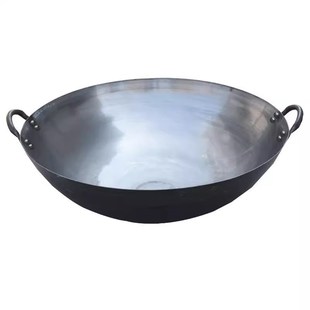 加厚大熟铁锅农村土灶锅无涂层圆底大锅工地老式铁锅老款食堂钢锅