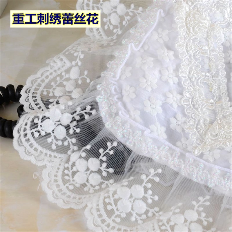 博文品牌高档欧式蕾丝经典刺绣电话垫电话机套电话罩子防尘套白色