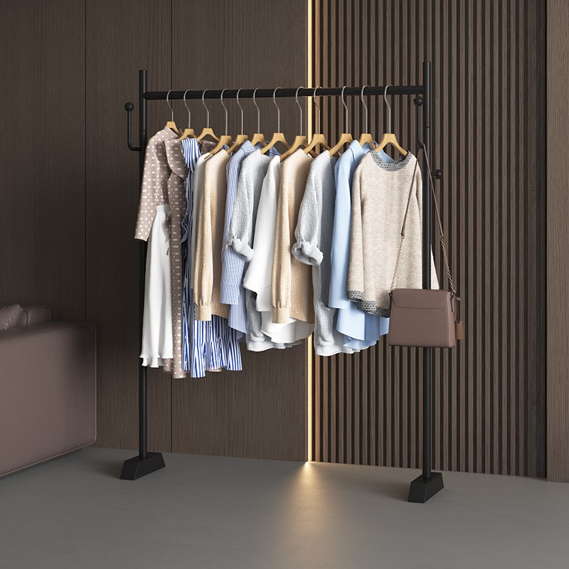 不占空间窄脚晾衣架落地室内晒衣架阳台卧室家用单杆式衣帽架