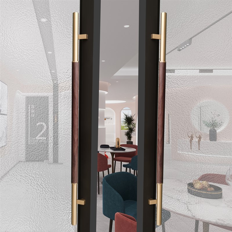 不锈钢大门拉手可调孔距包厢窄边框玻璃黄铜门木门大把手定制