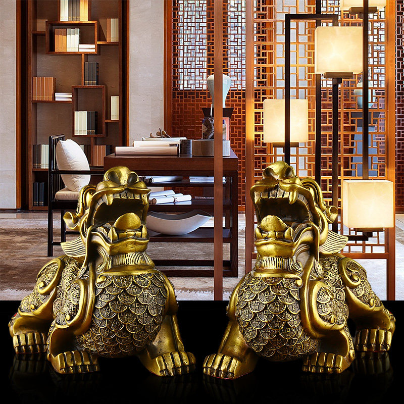 铜貔貅一对招财聚财店铺铜皮丘貔貅工艺礼品酒柜家居饰品摆设,家居饰品,装饰摆件,淘宝优惠券,粉丝福利购,淘宝优惠卷