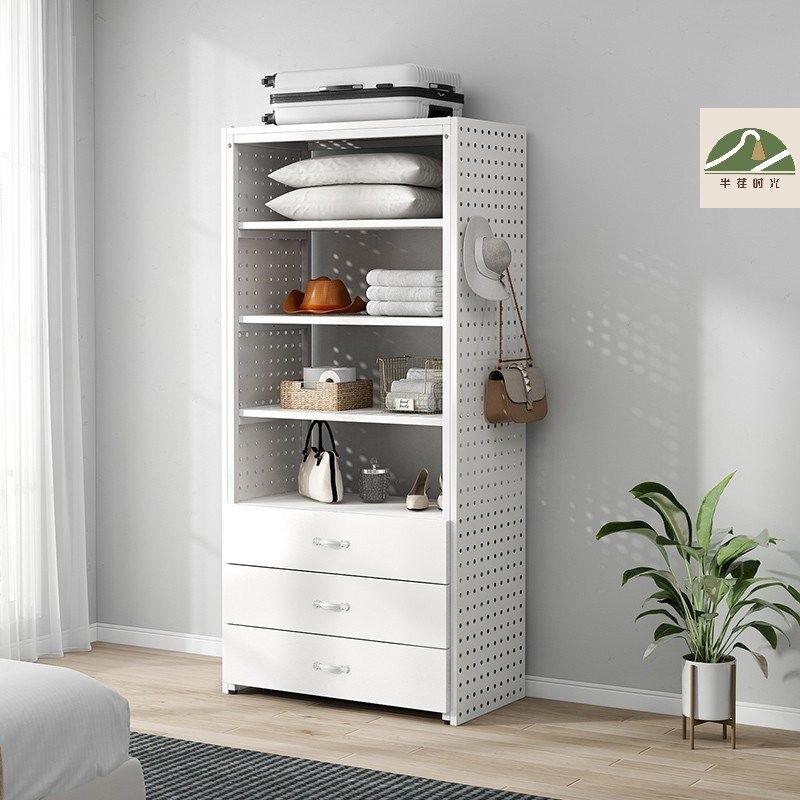 金属隔板步入式衣帽间架子组装货架框架卧室铁艺实木抽屉