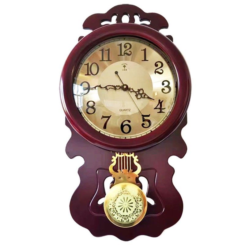 北极星木制时尚创意客厅仿古摆钟田园静音时钟表大壁挂钟