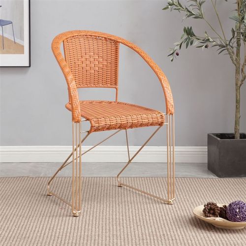钢筋藤椅编织弹跳椅单人办公家用阳台室内电脑椅麻将椅休闲靠背椅