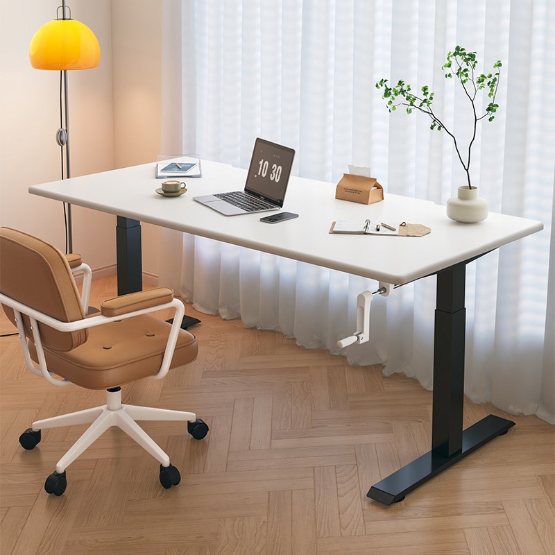 升降桌家用樱桃木电脑桌学生书桌课桌实木学习桌子前置手摇升降桌