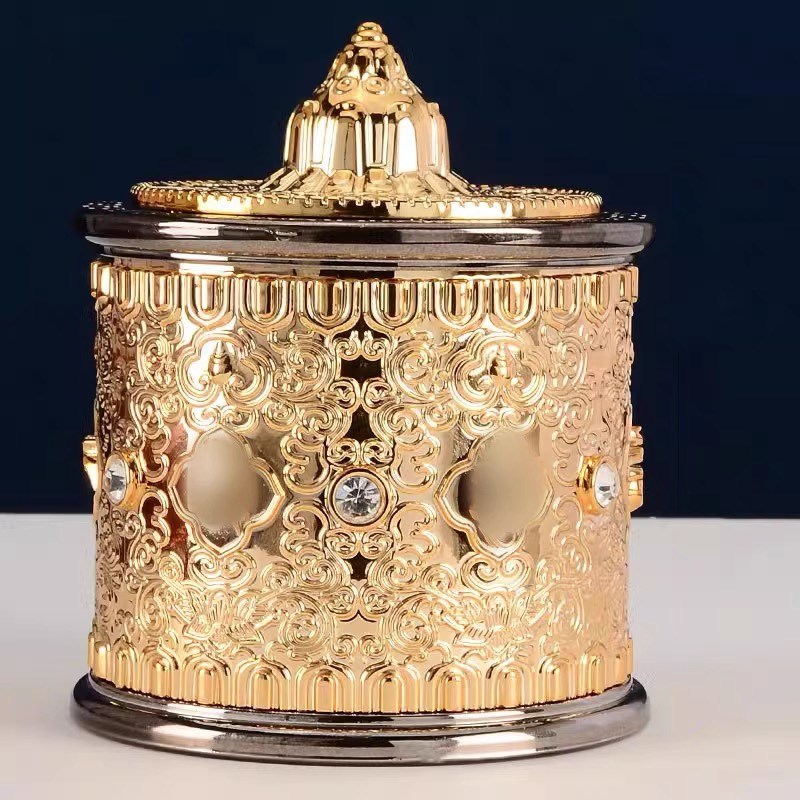 电动悬浮转轮家用指捻转筒桌面转动发光金桶手拨