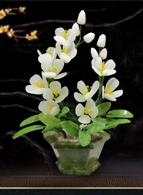天然玉石花盆景客厅家居饰品玉器盆栽创意玄关酒柜工艺品仿真摆件