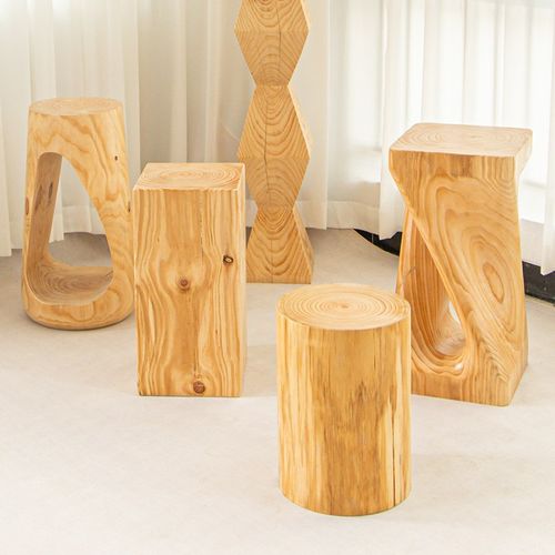 简约实木边几矮凳树墩子家用圆形茶几创意民宿摆件木头侘寂风家具