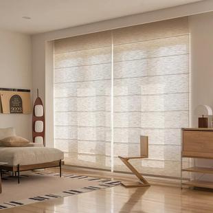 日式风纯亚麻马帘窗帘素罗色棉加厚新中式飘窗百叶LS202409遮阳卷